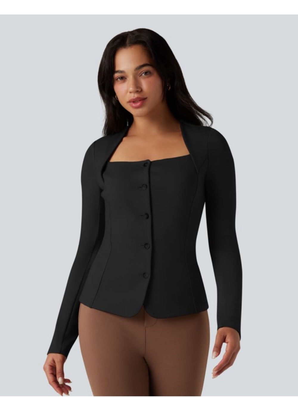 Square Neck Button Fly Work Shirt/Blazer